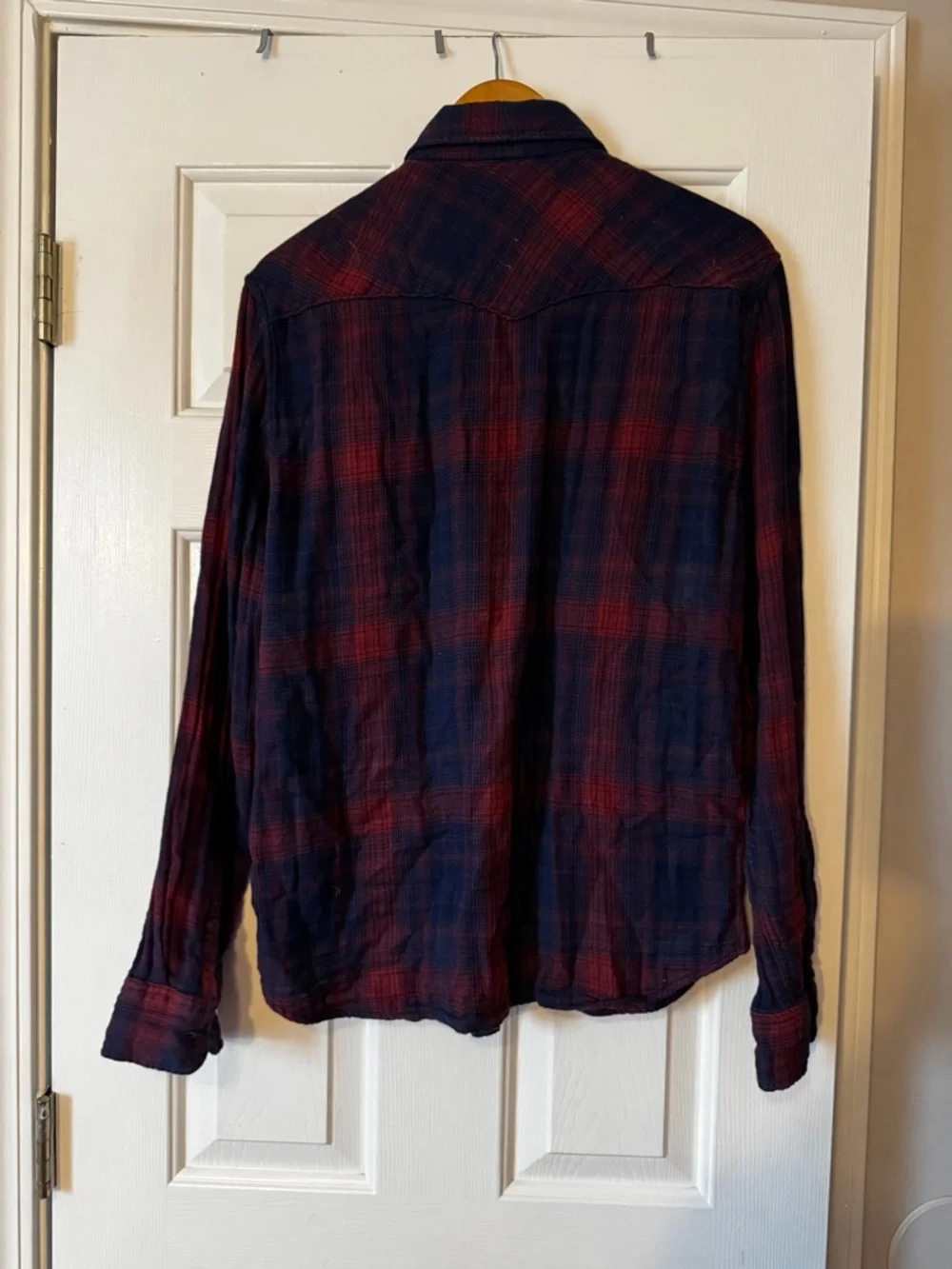 True Religion Men's Plaid Flannel Button Down Shirt Medium Slim Fit Western 0584